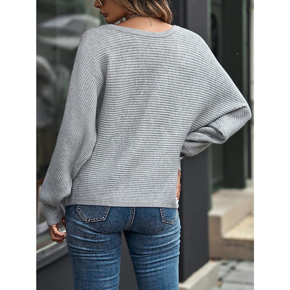 Dolman Sleeve Ribbed Knit Sweater brown - Picture 6 of 12